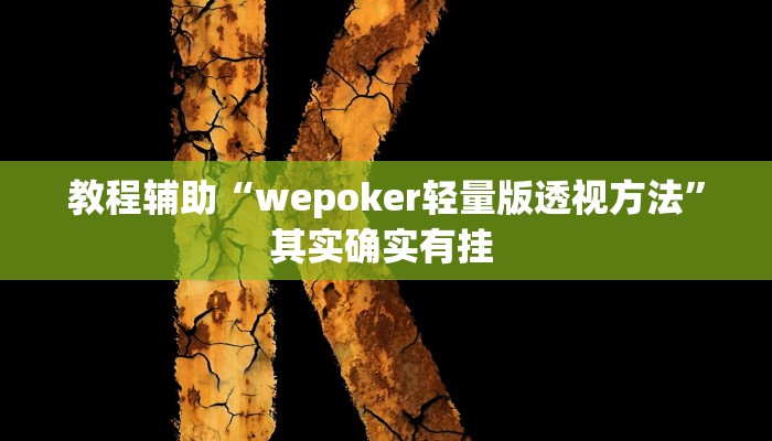 教程辅助“wepoker轻量版透视方法”其实确实有挂 教程辅助“wepoker轻量版透视方法”其实确实有挂