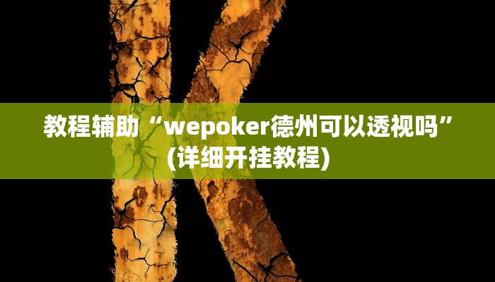 教程辅助“wepoker德州可以透视吗”(详细开挂教程)