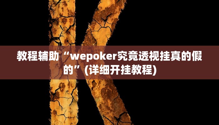 教程辅助“wepoker究竟透视挂真的假的”(详细开挂教程)