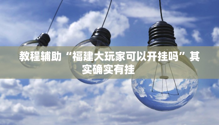 教程辅助“福建大玩家可以开挂吗”其实确实有挂 