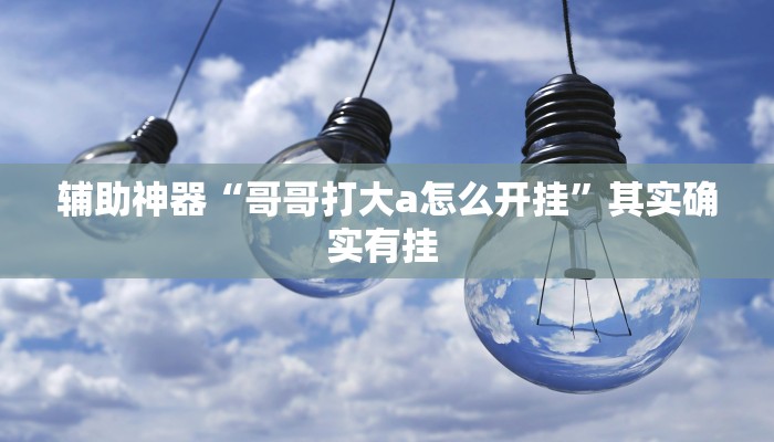 辅助神器“哥哥打大a怎么开挂”其实确实有挂 