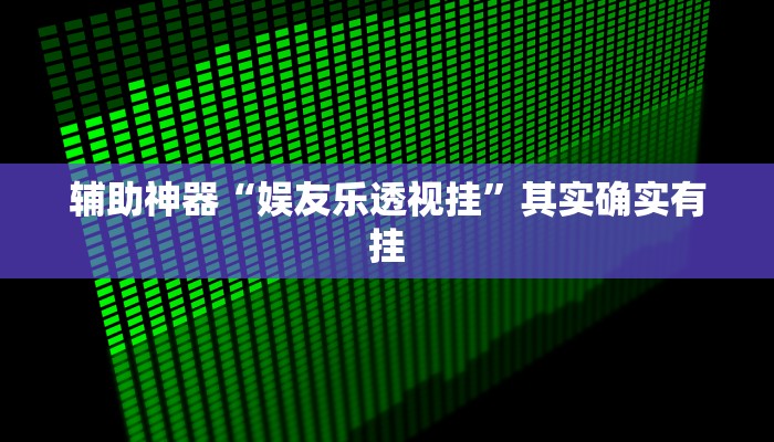 辅助神器“娱友乐透视挂”其实确实有挂
