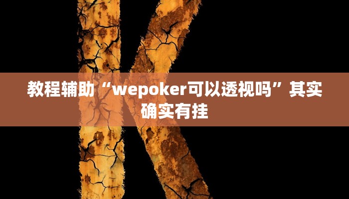 教程辅助“wepoker可以透视吗”其实确实有挂