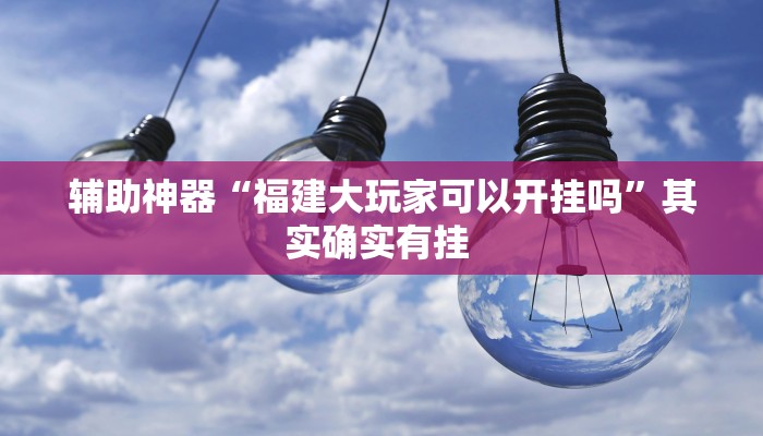 辅助神器“福建大玩家可以开挂吗”其实确实有挂 